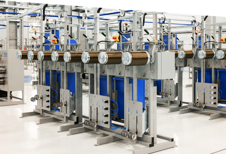 The interior of the factory and the production machine area